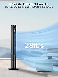 Uthfy 46" Tower Fan With Remote, 28ft/s Fan for