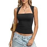 EasyGala Womens Double Lined Square Neck Tank Tops Basic Slim Fit Sleeveless Shirts Y2K Summer Going Out Outfits 2026