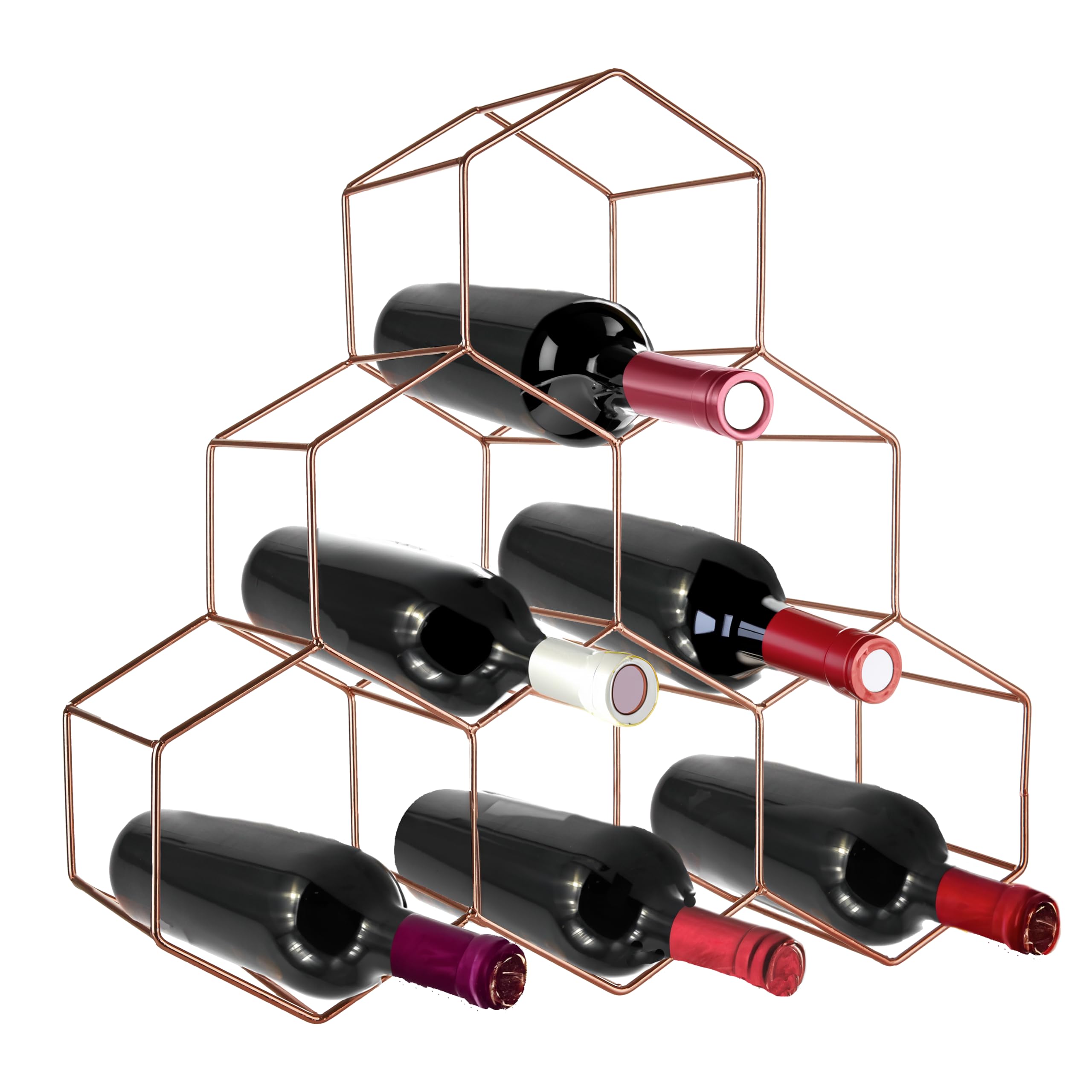 Premier Housewares Wine Rack 6 Metal Design Bottle Storage Copper Finish Wine Storage Bottle Rack Wine Rack Free Standing Bottle Rack
