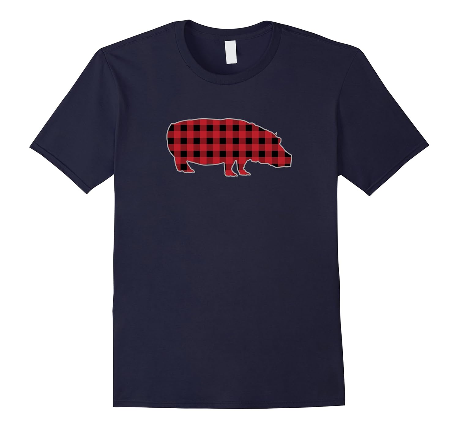 Hippopotamus Christmas T-Shirt Buffalo Plaid Tee-Rose