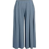 CIDER Women’s Plus Size Fashion Wide Leg Pants Palazzo Flowy Elastic Waist Pants with Pockets