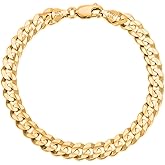 Savlano 14K Gold Plated Over Solid 925 Sterling Silver Italian Curb Cuban Link Chain Bracelet For Women & Men - Made in Italy Comes With a Gift Box