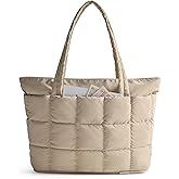 BAGSMART Expandable Tote Bag for Women, Puffer Work Tote Handbag, Quilted Carry On Bag for Travel Gym
