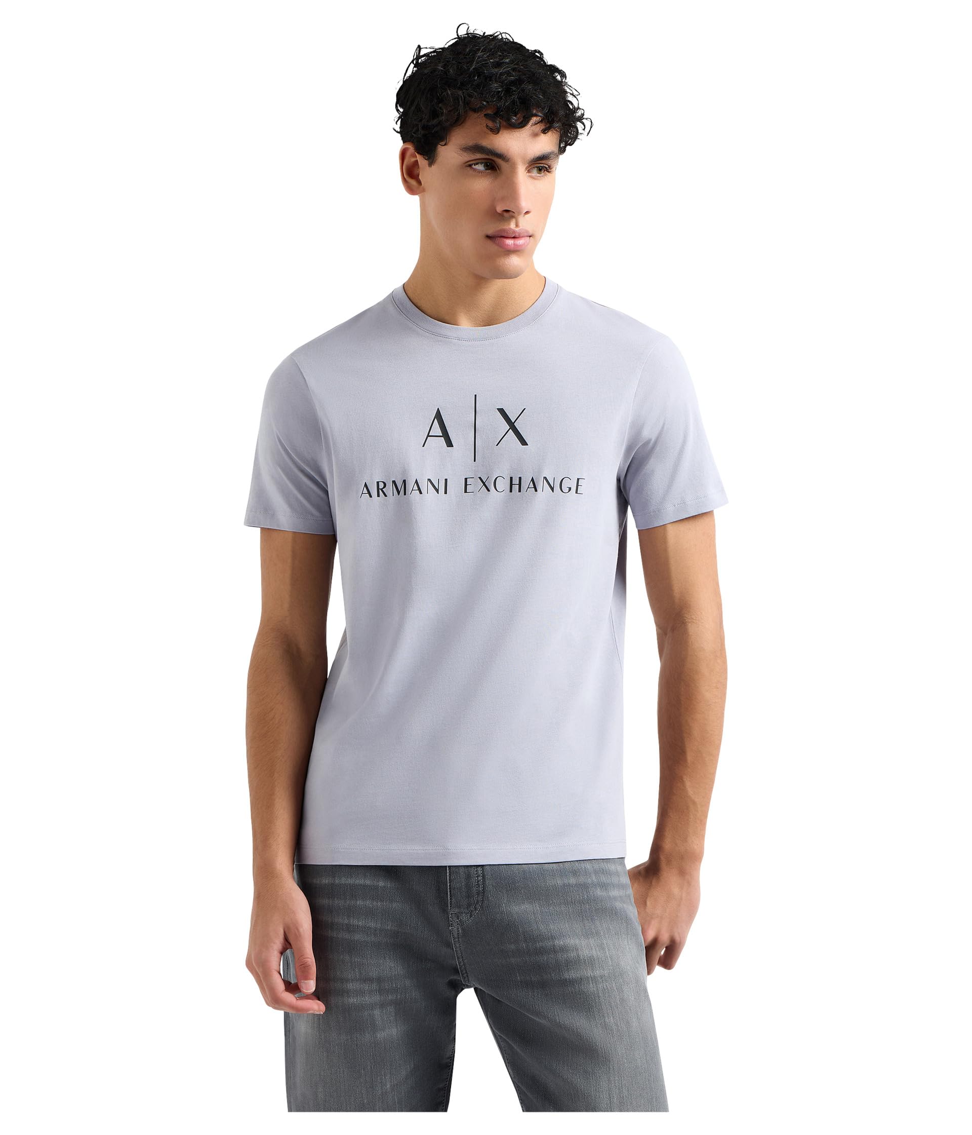 Armani Exchange Men's Classic Crew Logo Tee T Shirt, Lilac Gray, XX-Large Image