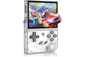 LKOHJF Anbernic RG35XX Handheld Game Console Retro Games Consoles with 3.5 Inch IPS Screen 64G TF Card 5474 Classic Games 2100mAh Battery Support Linux and Garlic Dual Stylem, HDMI and TV Output White