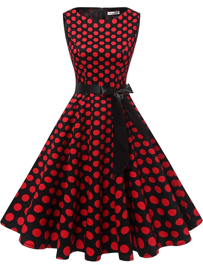 Gardenwed Damen 1950er Vintage Cocktailkleid Rockabilly Retro Schwingen Kleid Faltenrock