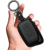 Tukellen for Lexus Leather Key Fob Cover with Keychain Compatible with Lexus RX ES GS LS NX RS GX LX RC LC Smart Key-Black (Red line)