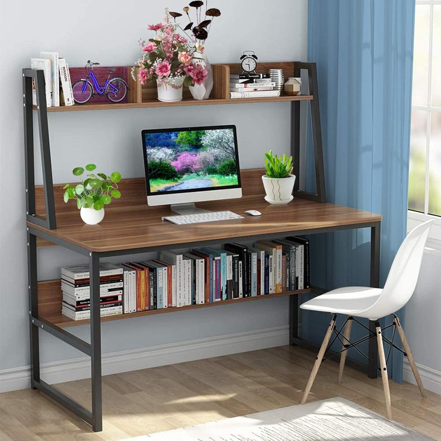 Computer Desk with 3Tier Bookshelf 47inch Home Office