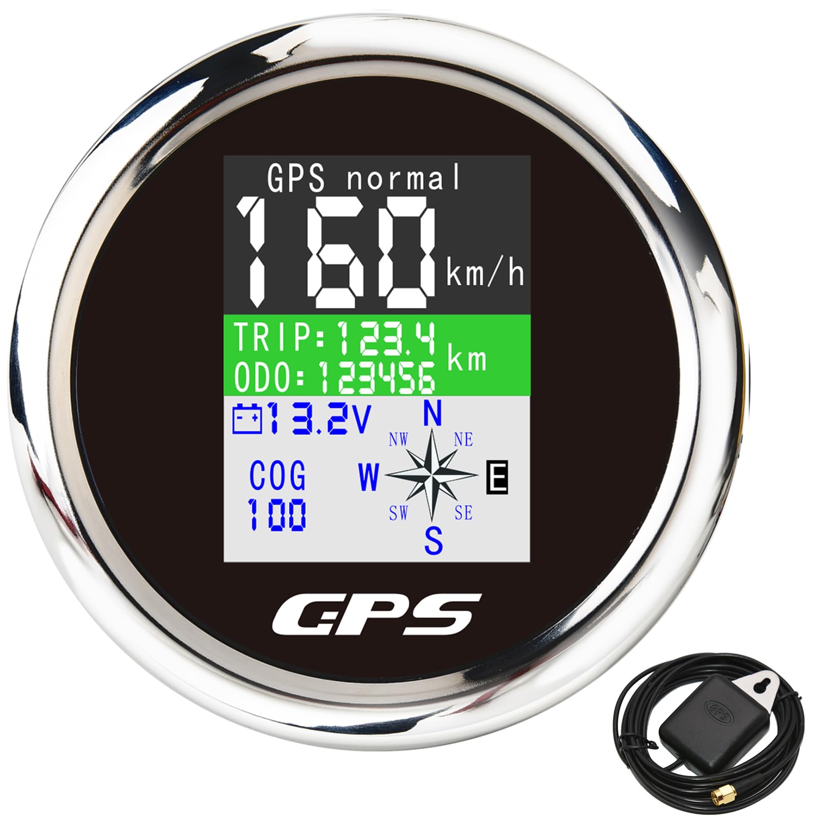 85MM Digital Boat GPS Speedometer Gauge MPH Km/h Knots Adjustable Waterproof GPS Antenna 9-32V fit Marine Car Truck Motorcycle