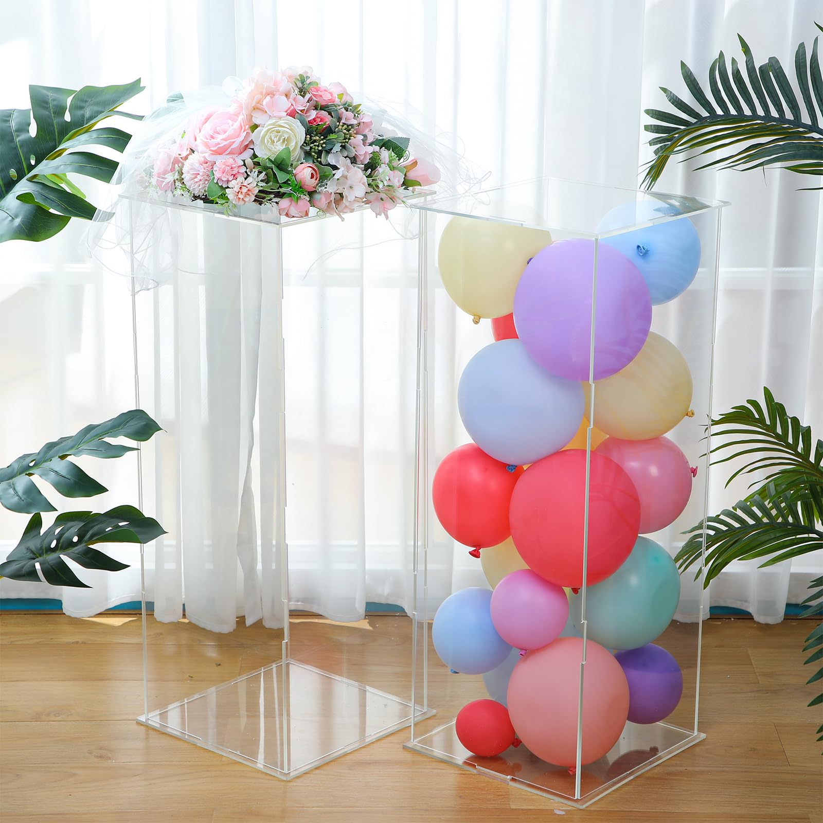 Sliner 2 Pcs Display Cube Pedestal Art Sculpture Stand Acrylic Flower ...