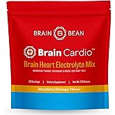 Brain Bean Brain Cardio Electrolyte Mix - Mandarin/Orange Flavors - Heart & Brain Support with Magnesium, Taurine, Potassium, D-Ribose, Beet Root & Vitamin C - 30 Serving