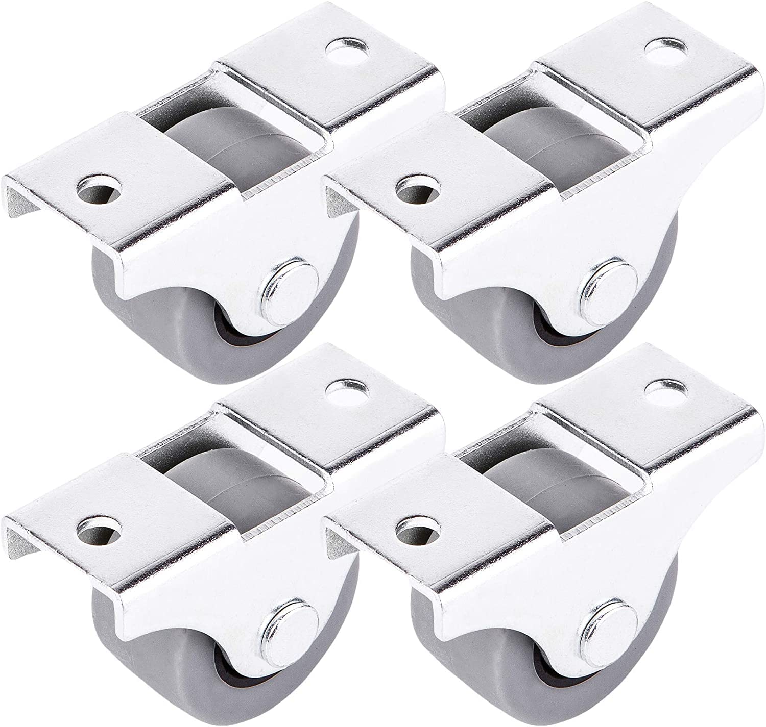 SKIR'CO (Pack of 4 pcs) Small 25 mm Furniture Castors, Rubber Wheels, Non-Swivel, Fixed Casters, One-Way Direction (4)