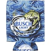 MainMerch Busch Light Bass Fishing Can Cooler - Blue Insulated Neoprene Fishing Can Cooler - 355ml Capacity - Standard Size