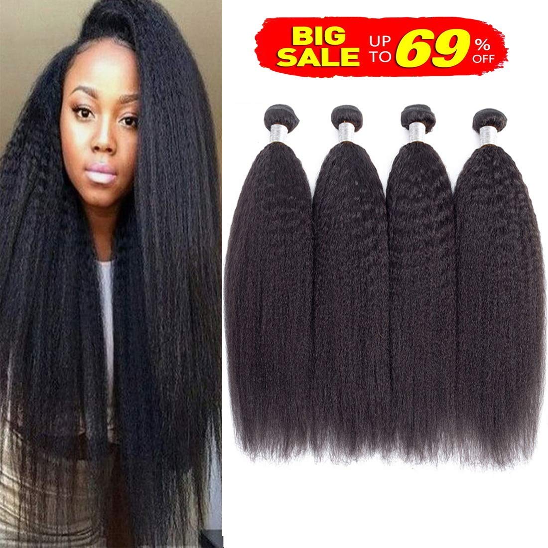 Buy 18182020 Imayli Kinky Straight Human Hair 4 Bundles Yaki