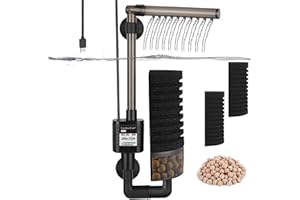 Carefree Fish Aquarium USB Filter Sponge Fish Tank Quiet Bubble Filter with 2 Sponges and 1 Bag of Filtered Ceramic Balls for Salt Water and Fresh Water