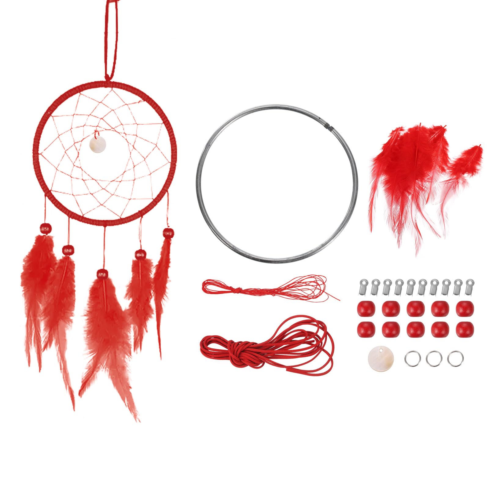 PATIKIL DIY Dream Catcher Kit, Making Dream Catcher Supplies Wall Hanging Handmade Dream Catcher Kits for Beginner Style 3, Red — image 1