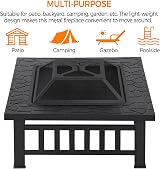 Yaheetech Outdoor Fire Pit 81cm Square 3 in 1 Heat Resistant with Cover view 8