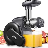 Juicer Machines, Aicok Slow Masticating Juicer Easy to Clean, with Quiet Motor, Safe Lock, & Reserve Function with Recipes fo