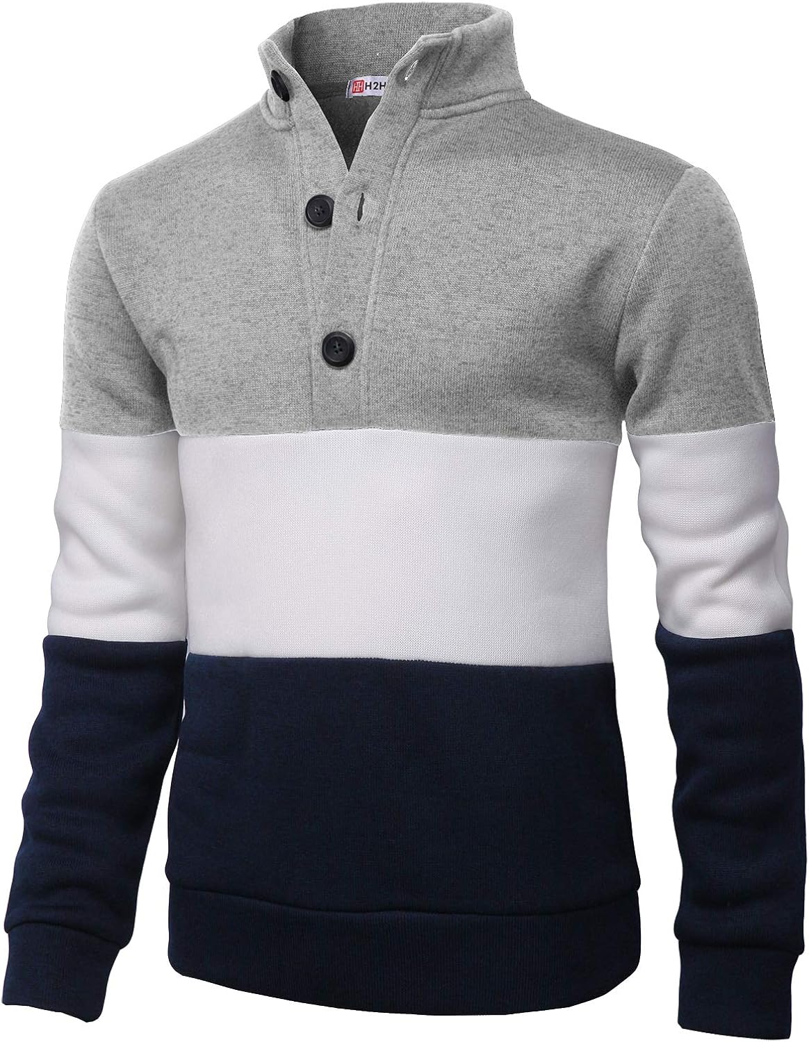 H2H Mens Casual Slim Fit Pullover Sweatshirts Knitted T-Shirts Thermal Napping Inside