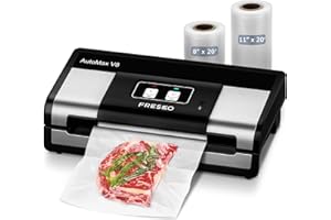FRESKO Automatic Vacuum Sealer, Powerful Food Vacuum Sealer Machine, Auto Dry-Wet Detection, Bag Cutter, 2 Rolls Bags, Effortless Operation, Starter Kit