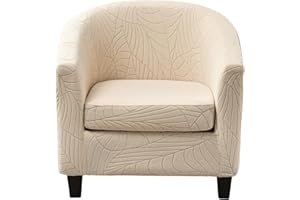 KRFOONN Club Chair Slipcover 2 Piece Stretch Printed Round Barrel Chair Covers Removable Tub Chair Slipcover with Elastic Bottom Chair Coverings Furniture Protector Cover for Living Room, B10