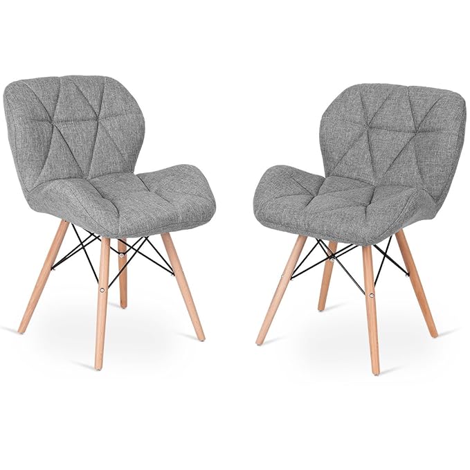 COSTWAY 2er Set Polsterstuhl Esszimmerstuhl Wohnzimmerstuhl Küchenstuhl Designerstuhl Farbwahl (Hellgrau)