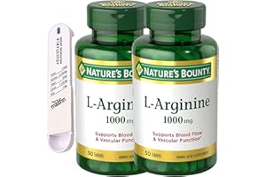 l-arginine/l arginine 1000mg, Supports Vascular & Blood Flow, 50 Count with Moofin Plastic Measuring Spoon, Heart Health Support, Easy to Use - l arginine supplement, (Pack of 2)