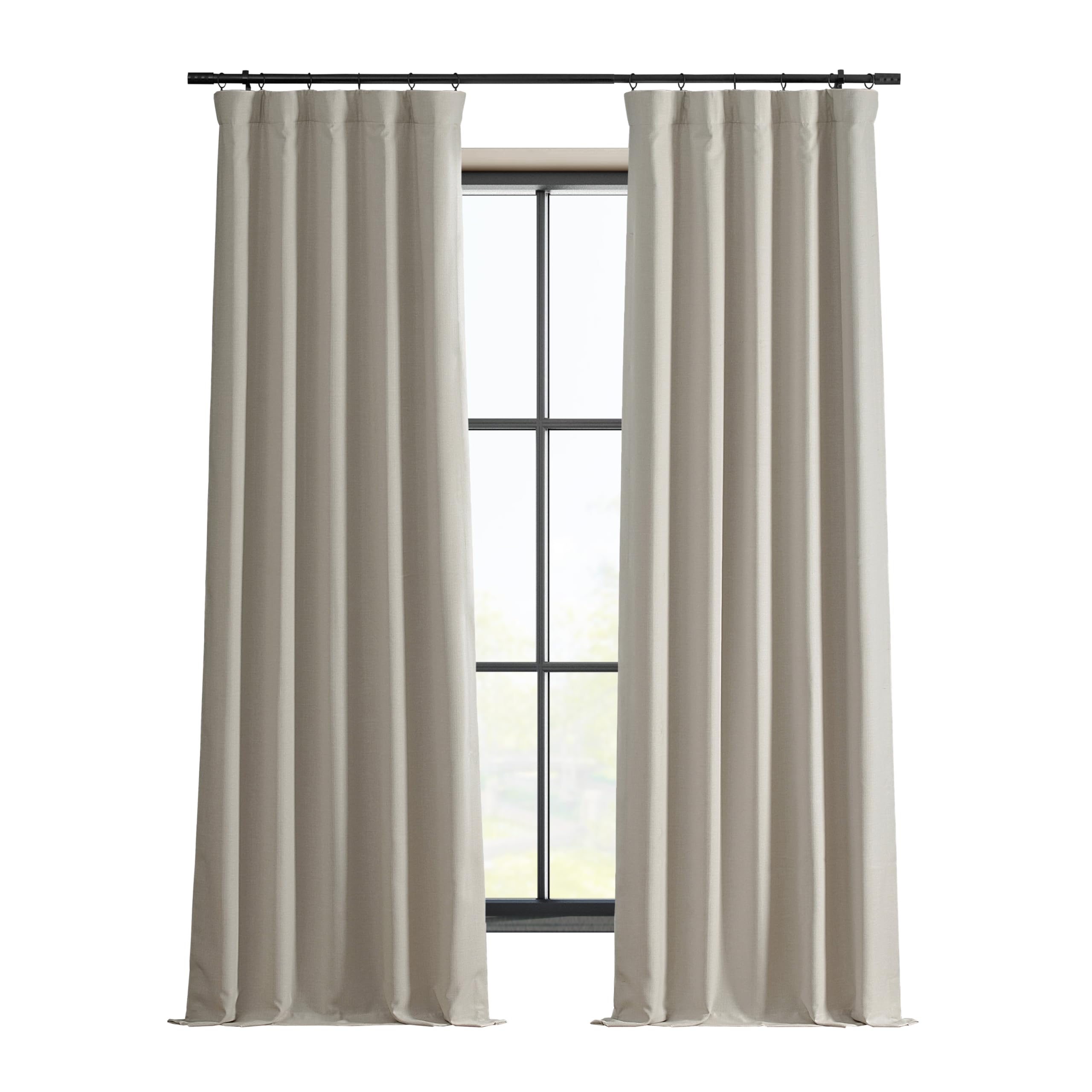 HPD Half Price Drapes Solid Thermal Insulated Blackout Curtains for Bedroom 96 Inches Long Curtain (1 Panel) Signature Blackout Linen Window Curtains for Living Room, 50W x 96L, Caravan Beige