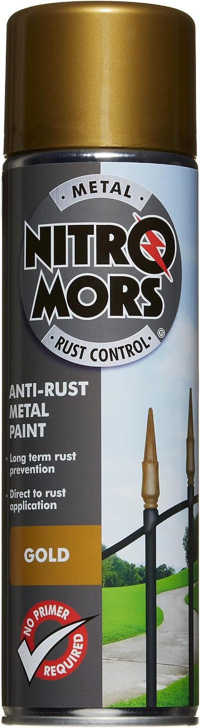 Nitromors Anti-Rust Smooth Finish Metal Spray Paint Gold 500 ml No Primer