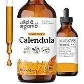 Wild & Organic Calendula Tincture - Liquid Calendula Flowers Supplement for Immune Support - Alcohol-Free Herb Extract Drops - Vegan, Sugar-Free - 4 fl oz