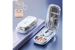 Pill Cutter,Pill Cutter Splitter for Small And Tiny Pills,Adjustable Pills Cutters Splitter Halves/Third/Quarters, Cutting Mu