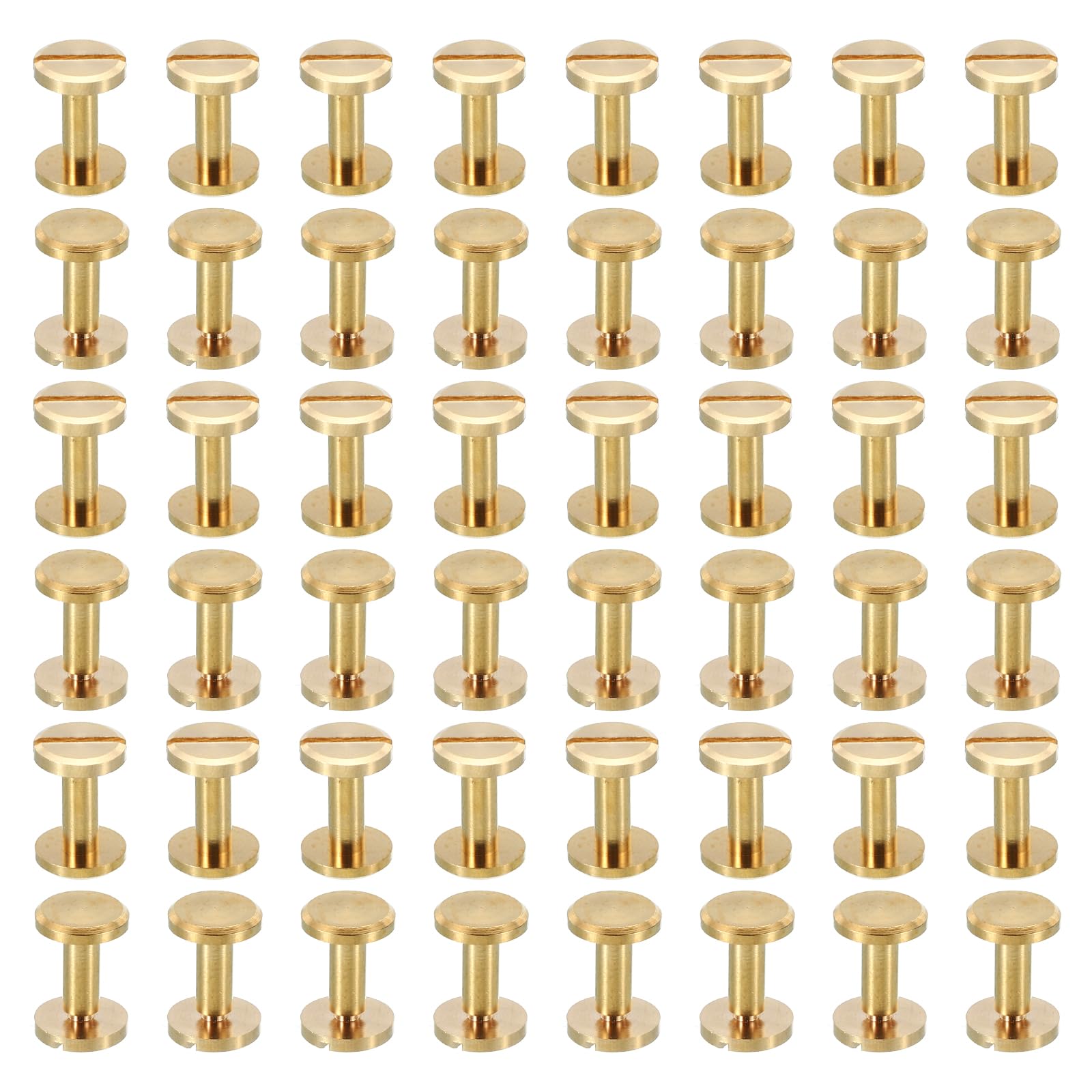 PATIKIL 50 Sets Chicago Screws, M4x10mm Chicago Screw Slotted Binding Post Screw Bolts Rivets Brass Fasteners Connectors for Leather Belt Scrapbook Photo Albums