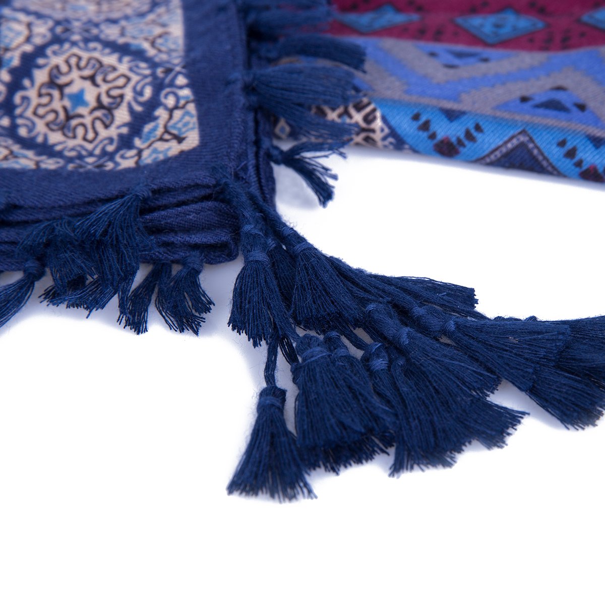EVRFELAN Women Boho Scarf Tassel Shawl Tapestry Tablecloth Beach Towel Picnic Throw Wall Hanging Yoga Mat Ladies Cotton Scarves by Popular Handicrafts (Blue2)