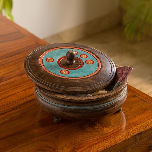 Buy ExclusiveLane 'Desert Stash' HandPainted Wooden Chapati Box for