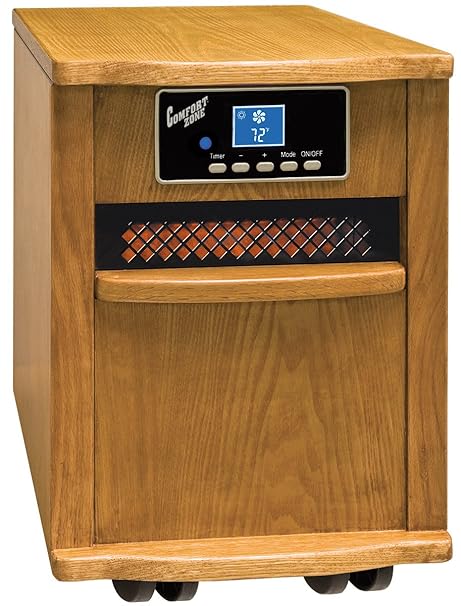 Comfort Zone Cz Portable Infrared Space Heater Oak Wood Cabinet