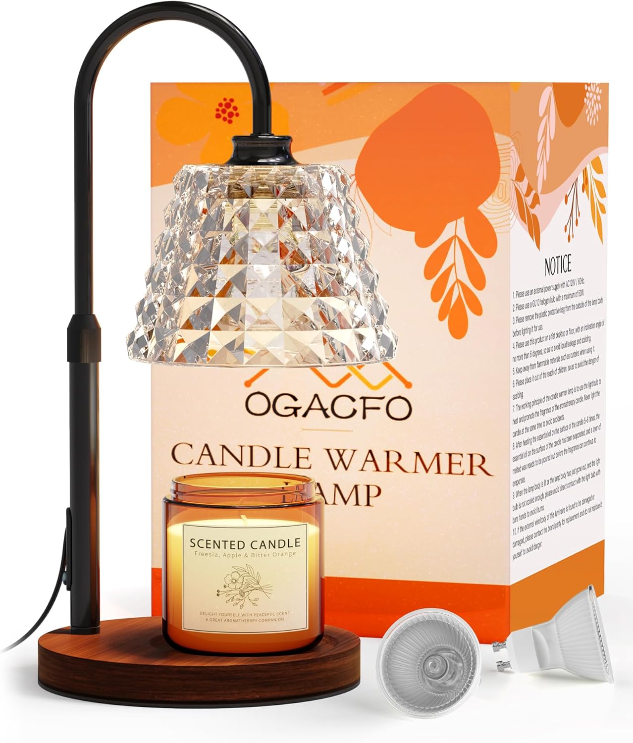 Candles & Holders - Candle Warmer Lamp with Timer - 2 Bulbs, 4 Levels Dimmable - Ideal Bedroom Home Decor & Christmas Gifts for Women Mom Electric Wax Melter Widened Design for Various Scented Candles, Adjustable Height