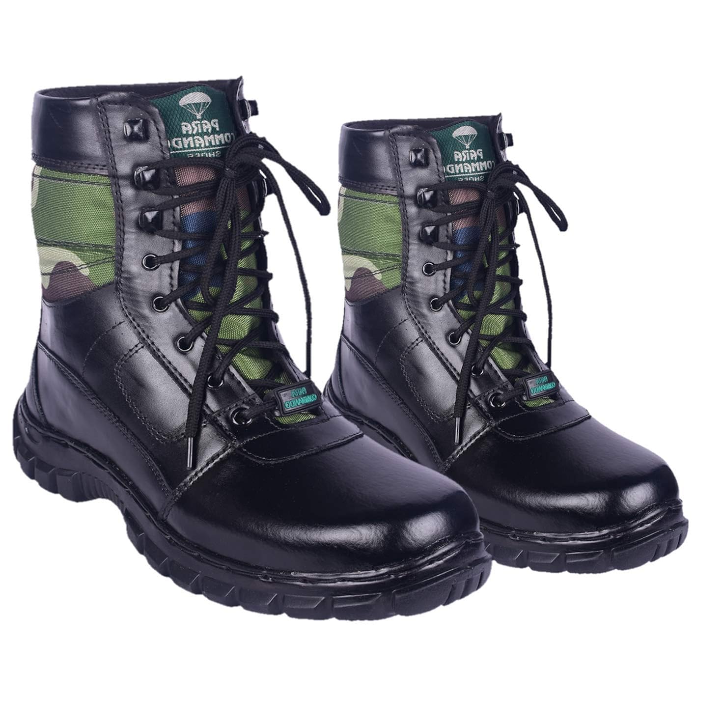 Buy Para commando Mens Black Leather FOJI COMBATLONG Boots with ...