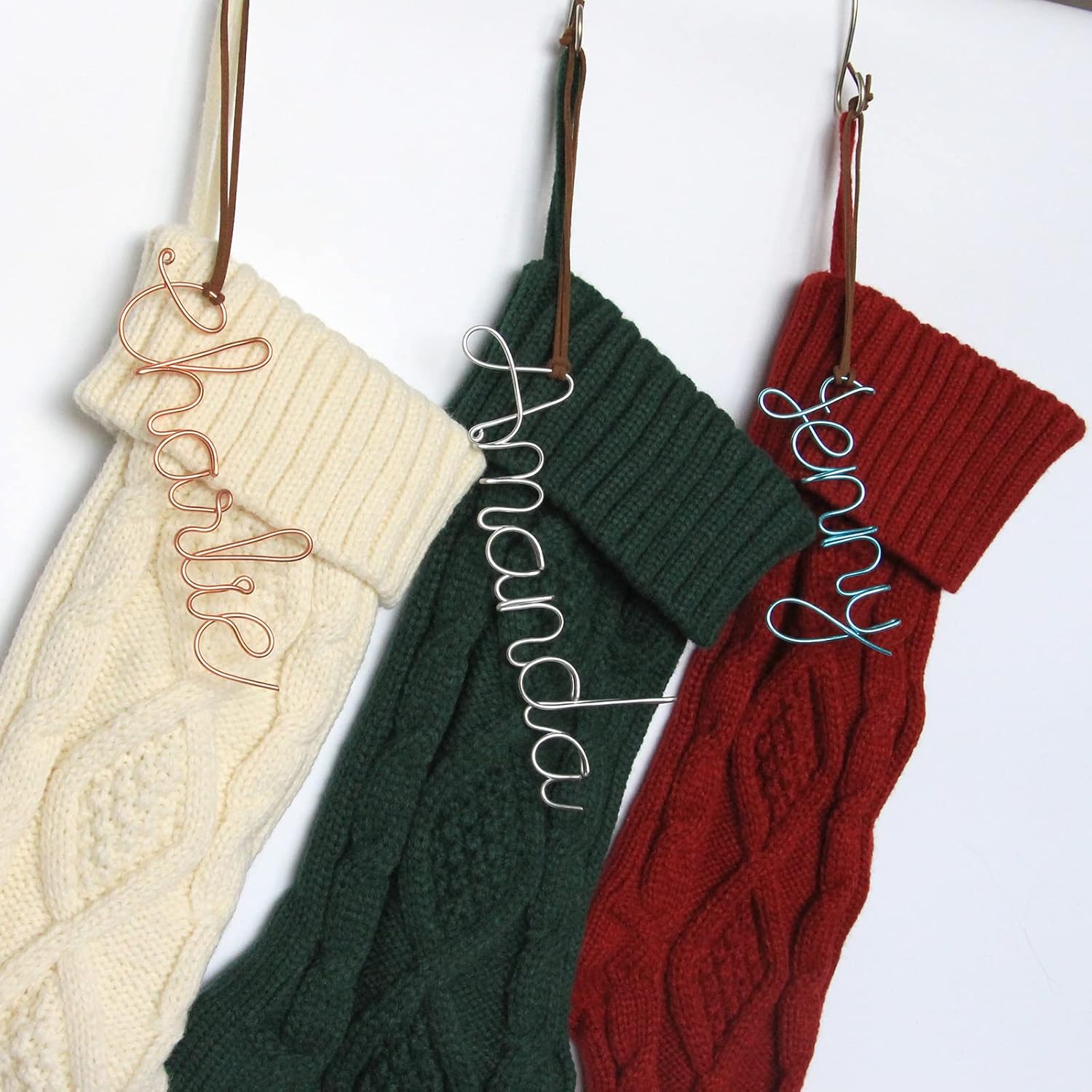 Stockings & Holders - Personalized Stocking Name Tags Christmas Stocking Tags Customized Name Tag Ornament Gift Tag Ornaments Wire Stocking Labels