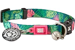 MAX & MOLLY URBAN PETS Max & Molly Cat & Kitten Collar with Bell & Breakaway Safety Buckle, Fun Style for Girl or Boy Cats & Kittens, Soft, Comfortable, Adjustable, Includes Gotcha QR Code Pet ID Tag, Tropical