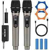 NEWBAXS Wireless Microphones,Dual Karaoke Microphone System,Microfonos Inalambricos with Rechargeable Receiver, Cordless Dyna