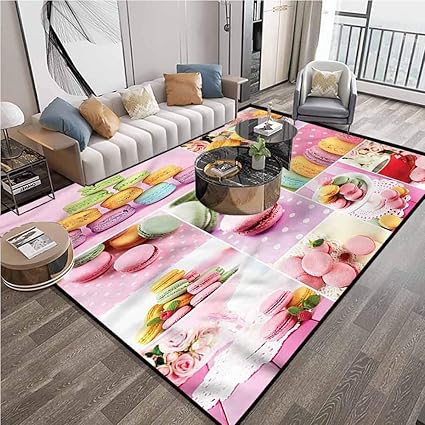 Alfombra de recámara de 4 x 6 pies, colorida animada y geométrica