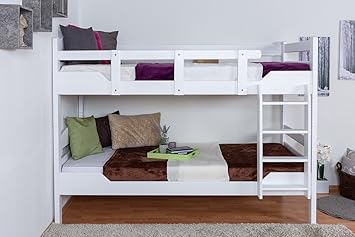 Etagenbett für Erwachsene'Easy Premium Line' K3/n, Buche Vollholz massiv weiß lackiert - Maße: 90 x 200 cm, teilbar
