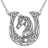 KQF Horse Necklace for Women Sterling Silver Horseshoe Pendant Jewelry Gifts for Women