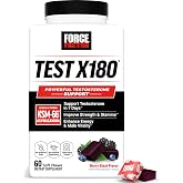 Force Factor Test X180 Testosterone Booster for Men, 60 Soft Chews | with Clinically Studied KSM-66 Ashwagandha, Boron, Vitamin D &amp; Zinc, Support Testosterone &amp; Performance, Berry Blast