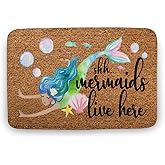 Allijune Mermaid Doormat, Mermaid Welcome Mat, 16'x24' Multicolor, Adult, Unisex, Water Resistant, Non Slip, Low Pile, Machin