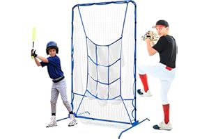 6FT Baseball Pitching net, 9-Pocket Pitcher Net with Strike Zone, Adjustable Height Target Throwing Trainer, Baseball Softbal