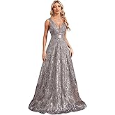 Sleeveless Glitter Sequined Womens Long Formal Gown Aline Prom Dress for Anchorwoman Floor Length Evening Dress