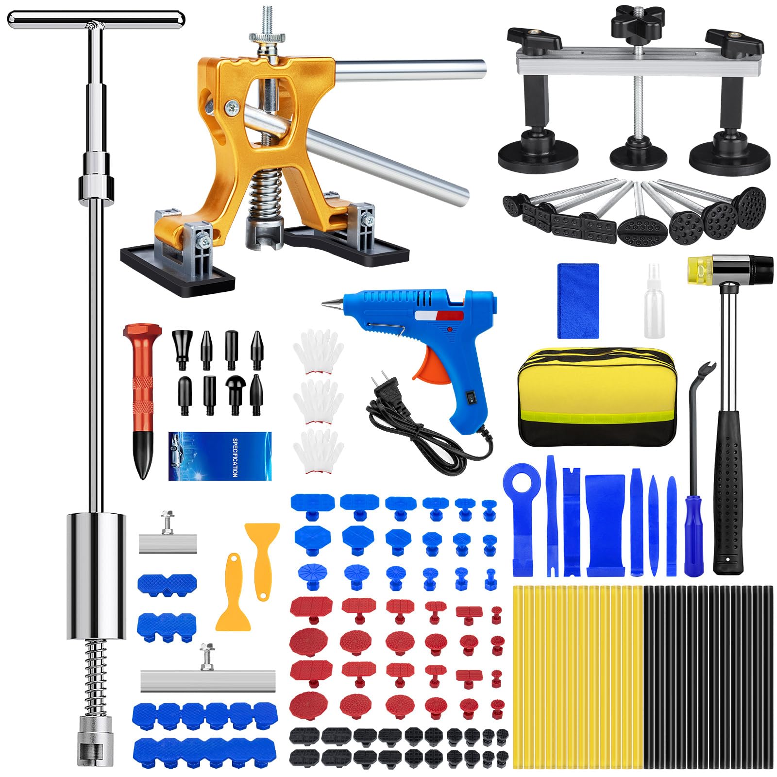 Photo 1 of Dent Puller, 134PCS Paintless Dent Removal Kit – Car Dent Puller Kit with Slide Hammer 2 in 1 T-Bar, Golden Lifter, Bridge Puller–Dent Remover Tool for Car Hail, Dings Damage DIY Repair
