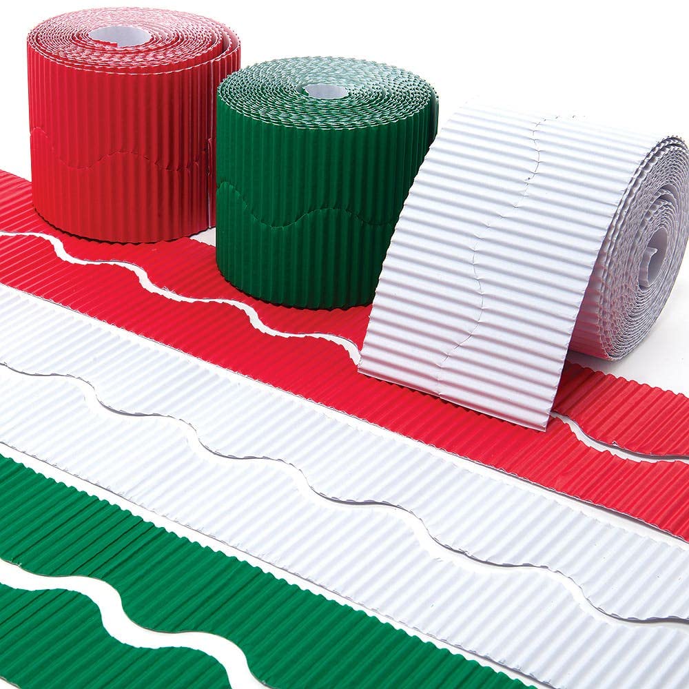 Baker Ross FX325 Christmas Corrugated Borders Value Pack - Pack of 3, Classroom Essentials for Teachers, Christmas Display Materials, School Supplies