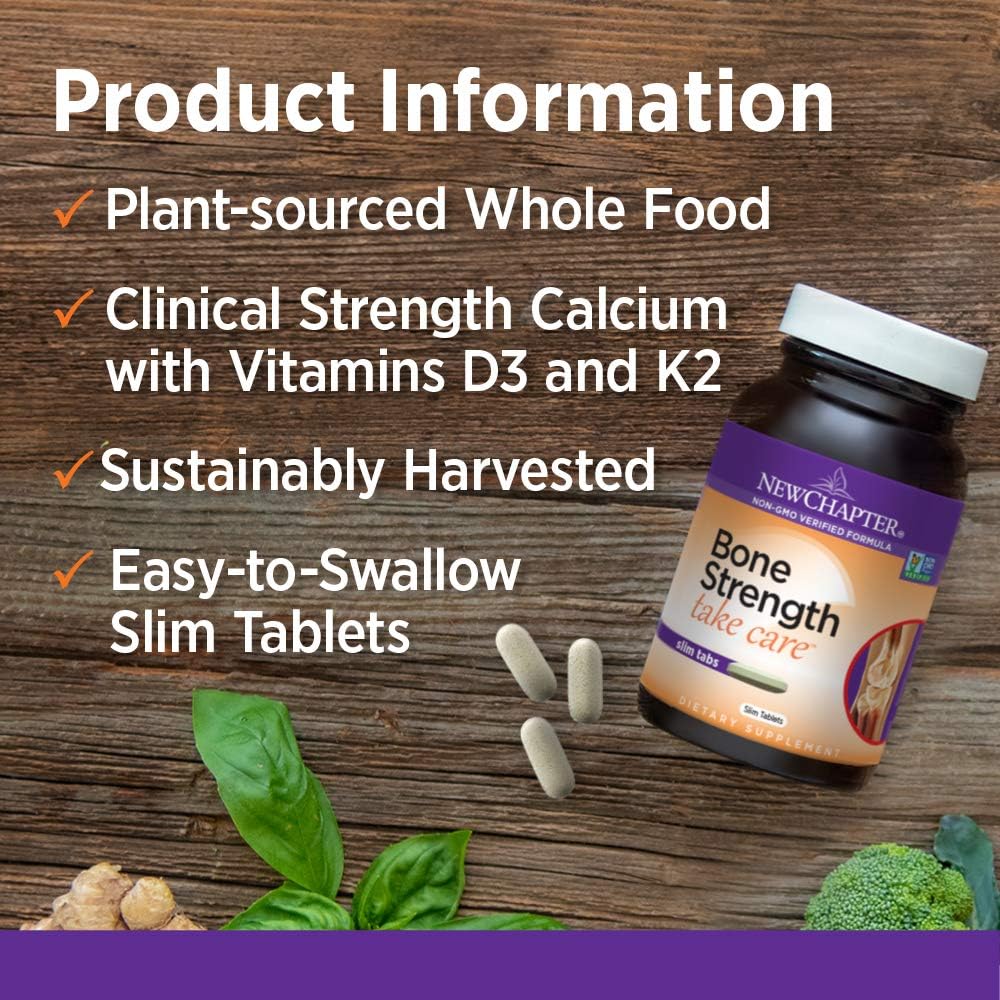 New Chapter Calcium Supplement – Bone Strength Whole Food Calcium with Vitamin K2 + D3 + Magnesium, Vegetarian, Gluten Free 120 Count (40 Day Supply): Health & Personal Care